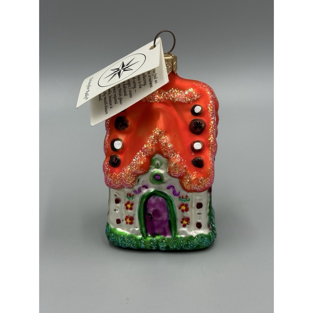 Vintage 1995 Christopher Radko Sugar Shack Cottage Glass Ornament
